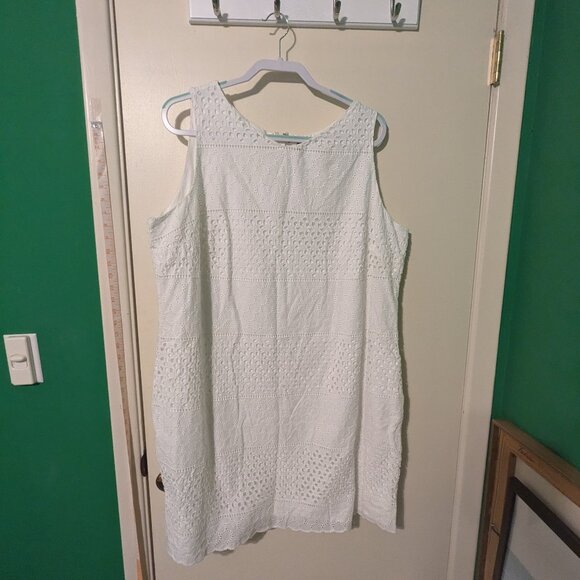 Lands End shift style white eyelet dress - size 18W - Picture 1 of 9